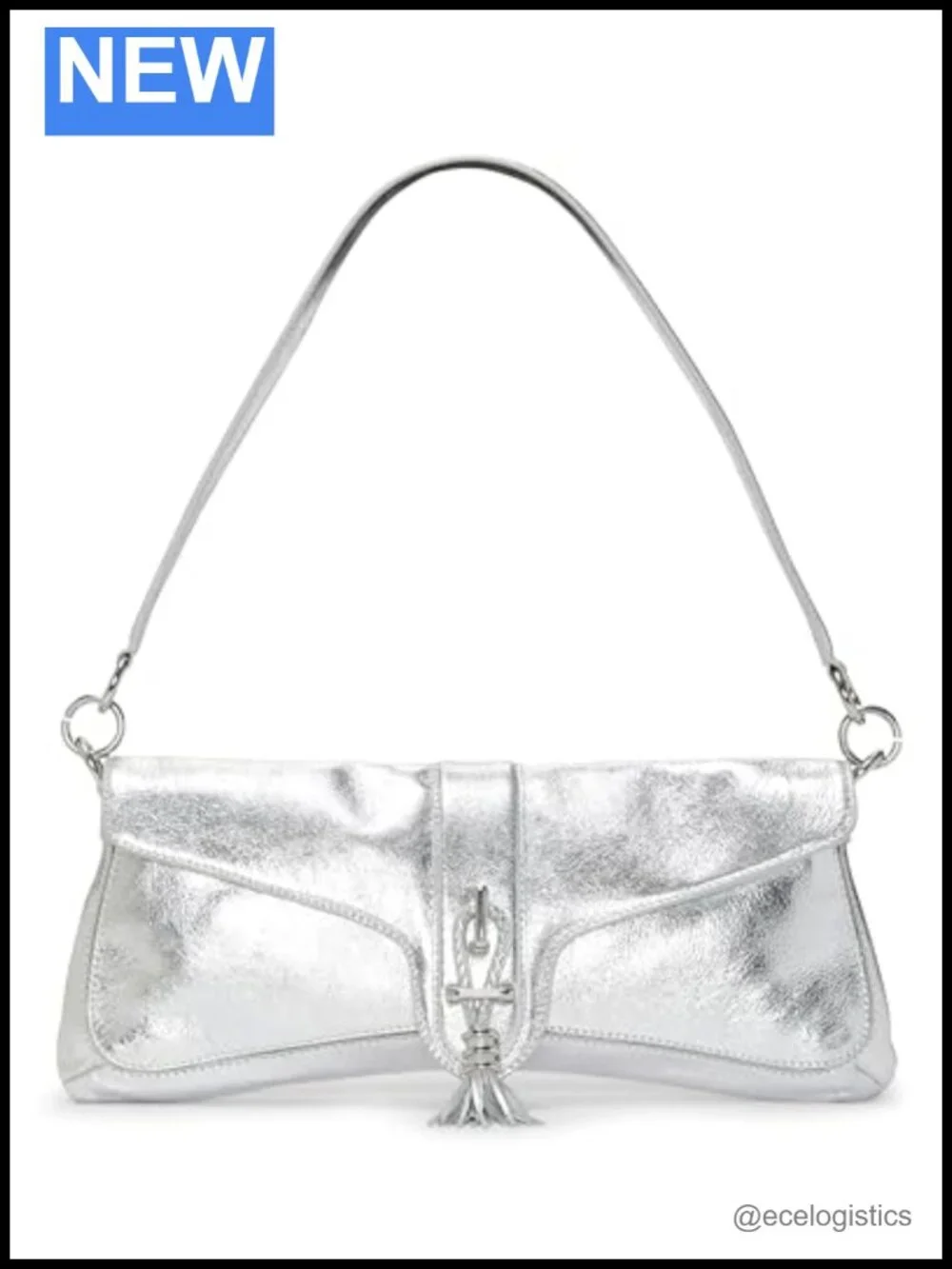 Genuine Leather Clutch Purse Magnetic Closure Top Handle Glossy